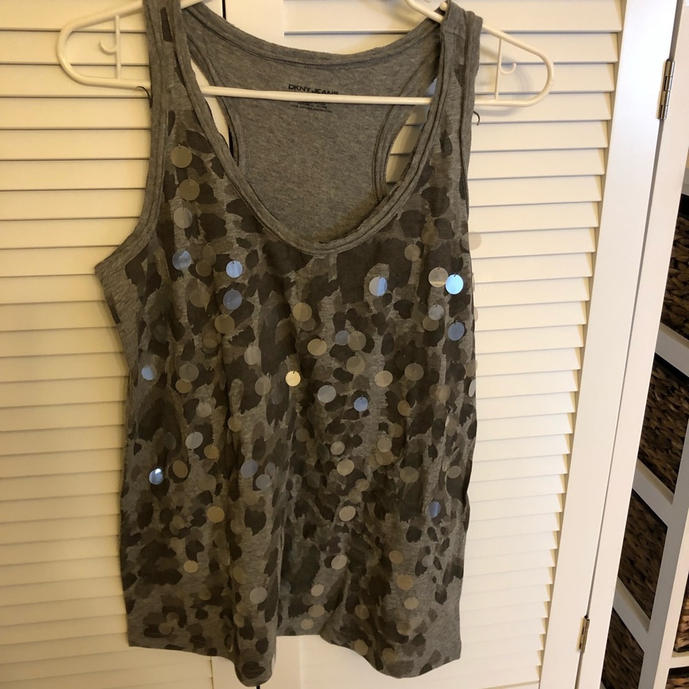 DKNY Jeans grey tank with circles